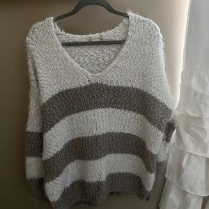 Altar’d State Eyelash Striped Fuzzy Sweater M/L